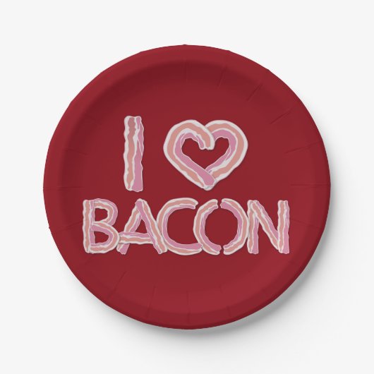 Ich liebe Bacon Pappteller (Vorderseite)