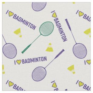 Ich Liebe Badminton mit grünen Schlägern in Weiß Stoff