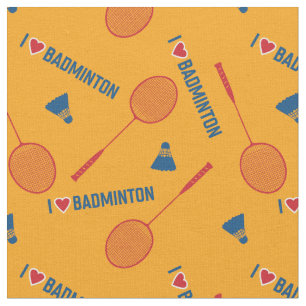 Ich Liebe Badminton mit Raketen auf Orange Stoff