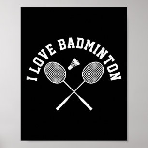 Ich liebe Badminton-Spieler-Geschenk im Retro-Stil Poster