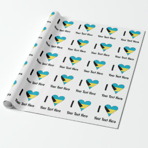 Ich liebe (Bahamas-Flagge Herz) Personalisiert Geschenkpapier