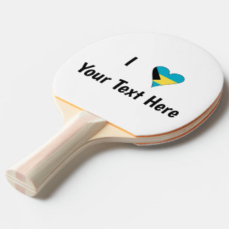 Ich liebe (Bahamas-Flagge Herz) Personalisiert Tischtennis Schläger
