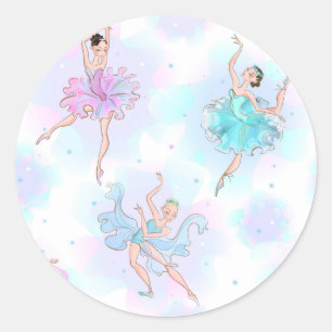 Ich liebe Ballett-Themen-Geburtstag Blau Rosa Ball Runder Aufkleber