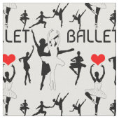 Ich Liebe Ballettmuster. Black Ballet Tänzer Stoff (Nahaufnahme)