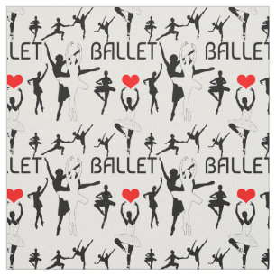Ich Liebe Ballettmuster. Black Ballet Tänzer Stoff