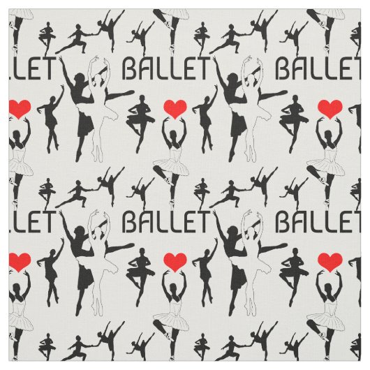 Ich Liebe Ballettmuster. Black Ballet Tänzer Stoff (Muster)