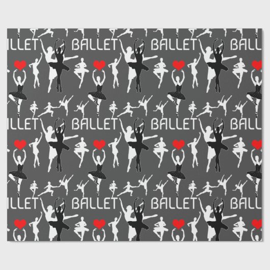Ich Liebe Ballettmuster. White Ballet Tänzer Geschenkpapier (Flach)