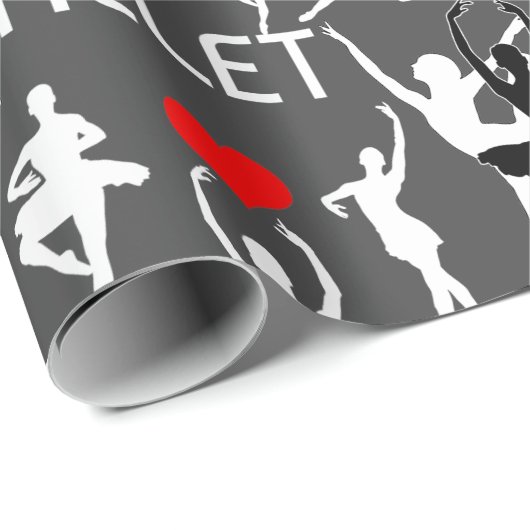 Ich Liebe Ballettmuster. White Ballet Tänzer Geschenkpapier (Rolleneckpunkt)