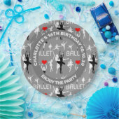 Ich Liebe Ballettmuster. White Ballet Tänzer Pappteller (Party)