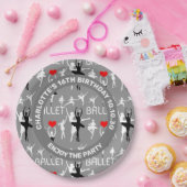 Ich Liebe Ballettmuster. White Ballet Tänzer Pappteller (Party)