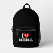 Ich liebe Baseball Bedruckter Rucksack (Vorderseite)