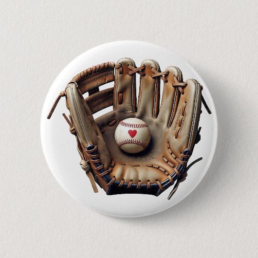 Ich liebe Baseball-Trainer-Handschuh rotes Herz sp Button (Vorderseite)
