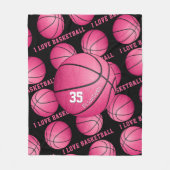 Ich Liebe Basketballmädchen rosa Basketballmuster Fleecedecke (Vorderseite)