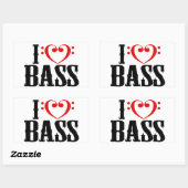 Ich Liebe Bass, mit Bassklee Herz Rechteckiger Aufkleber (Blatt)