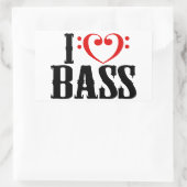 Ich Liebe Bass, mit Bassklee Herz Rechteckiger Aufkleber (Tasche)