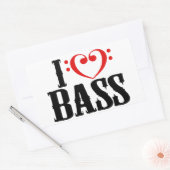 Ich Liebe Bass, mit Bassklee Herz Rechteckiger Aufkleber (Umschlag)