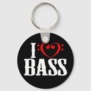Ich Liebe Bass, mit Bassklee Herz Schlüsselanhänger