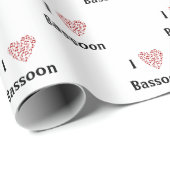 Ich Liebe Bassoon Red Heart of Musiknotens Geschenkpapier (Rolleneckpunkt)
