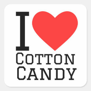 Ich Liebe Baumwollbonbons Quadratischer Aufkleber