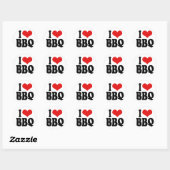 Ich liebe BBQ Runder Aufkleber (Blatt)