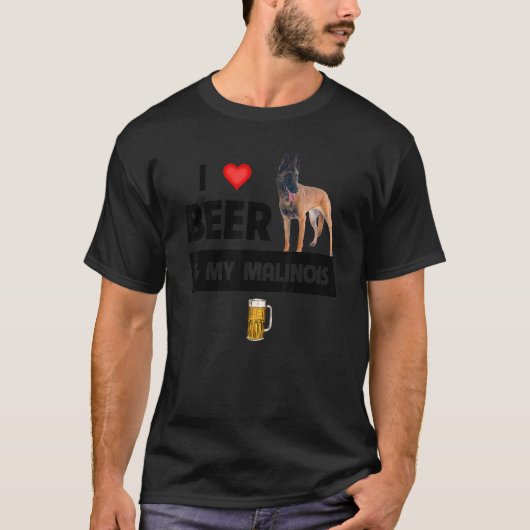 Ich Liebe Beer und mein belgischer Malinois Mama V T-Shirt (Vorderseite)