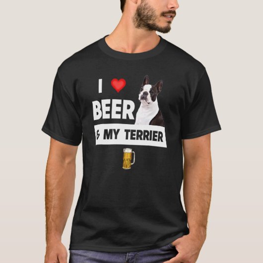Ich Liebe Beer und mein Boston Terrier Mama Vater T-Shirt (Vorderseite)