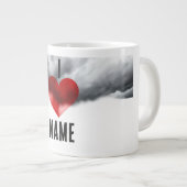 Ich liebe benutzerdefinierter Name Jumbo-Tasse (Vorderseite Rechts)