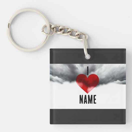 Ich liebe benutzerdefinierter Name Schlüsselanhänger (Vorderseite)