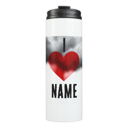 Ich liebe benutzerdefinierter Name Thermosbecher (Vorderseite)
