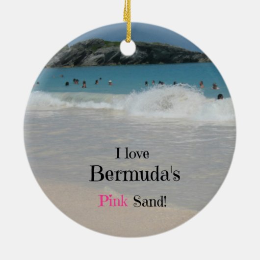 Ich Liebe Bermudas rosa Sand! Keramikornament (Hinten)