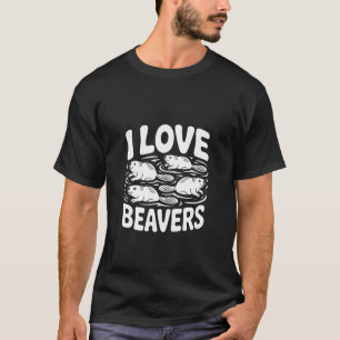 Ich liebe Biber Lustiges süßes Design T-Shirt