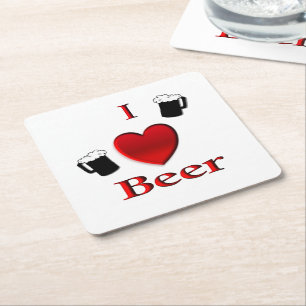 Ich liebe Bier-Design Rechteckiger Pappuntersetzer