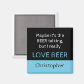 Ich Liebe Bier schwarz und blau mit Namen Magnet (Vorderseite/Rückseite)