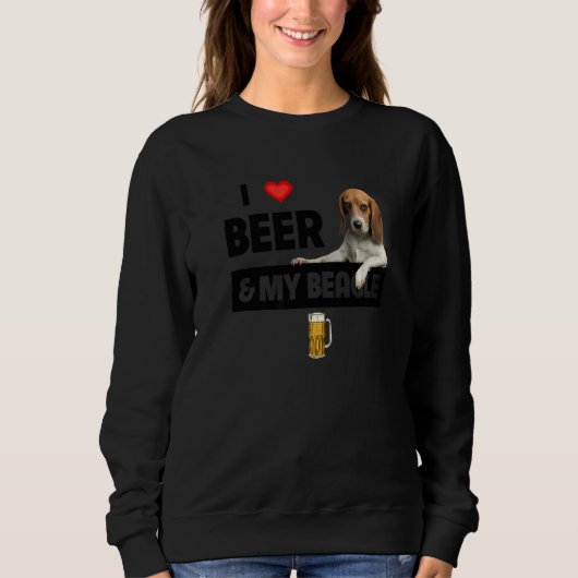 Ich Liebe Bier und mein Beagle Mama Vater Jagd Hun Sweatshirt (Vorderseite)