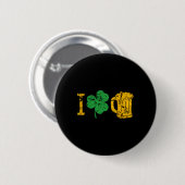 Ich liebe Bier Vierblattklee St Patricks Day T-Shi Button (Vorne & Hinten)