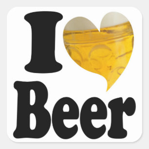 Ich liebe Bierherz Quadratischer Aufkleber