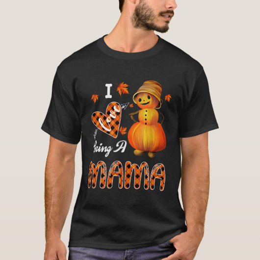 Ich Liebe bin ein Mama Pumpkin Snowman Halloween f T-Shirt (Vorderseite)