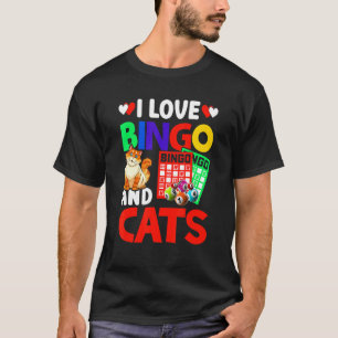 Ich liebe Bingo und Katzen Bingo-Ansager Humor Lot T-Shirt