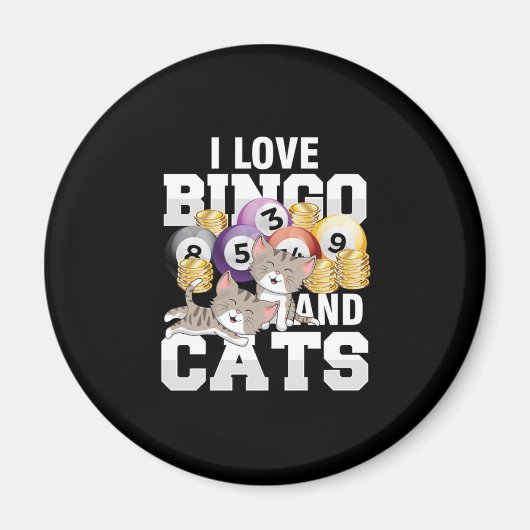 Ich Liebe Bingo und Katzen Katze Kätzchen Glückssp Magnet (Vorne)