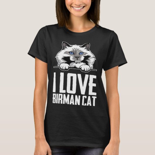 Ich liebe Birma-Katze T-Shirt (Vorderseite)