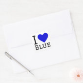 Ich Liebe blau Quadratischer Aufkleber (Umschlag)