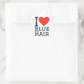 Ich Liebe blaues Haar Quadratischer Aufkleber (Tasche)