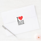 Ich Liebe blaues Haar Quadratischer Aufkleber (Umschlag)