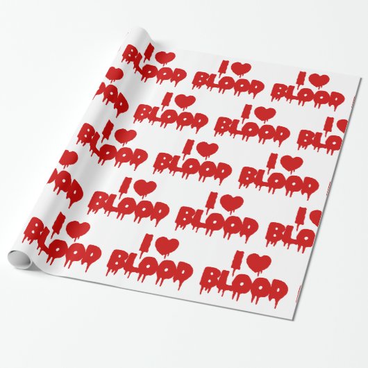 ICH LIEBE BLUT GESCHENKPAPIER (Ungerollt)