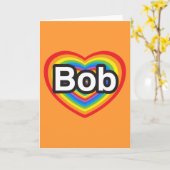 Ich Liebe Bob. Ich Liebe dir Bob. Herz Karte (Gelbe Blume)