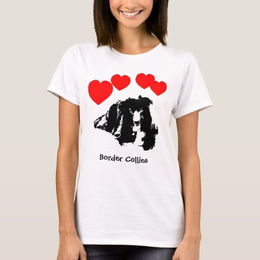 Ich liebe Border Collies Hunde T-Shirt (Vorderseite)