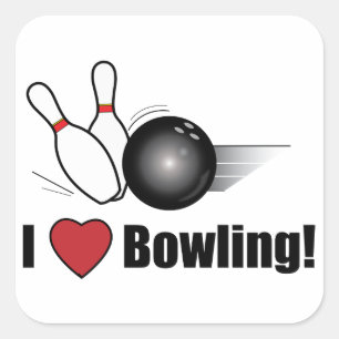 Ich Liebe Bowling! Quadratischer Aufkleber