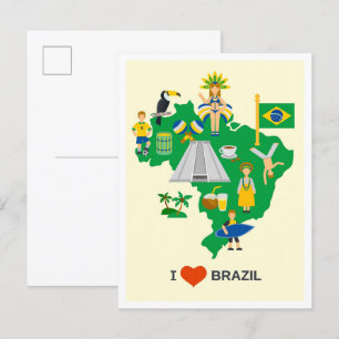 Ich liebe Brasilien Kunst Vintage Reiseillustratio Postkarte