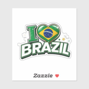 Ich liebe Brasilien Patriotischer Fußballfan    Br Aufkleber