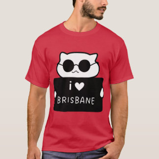 ICH LIEBE BRISBANE Süße Katze Illustration Handges T-Shirt